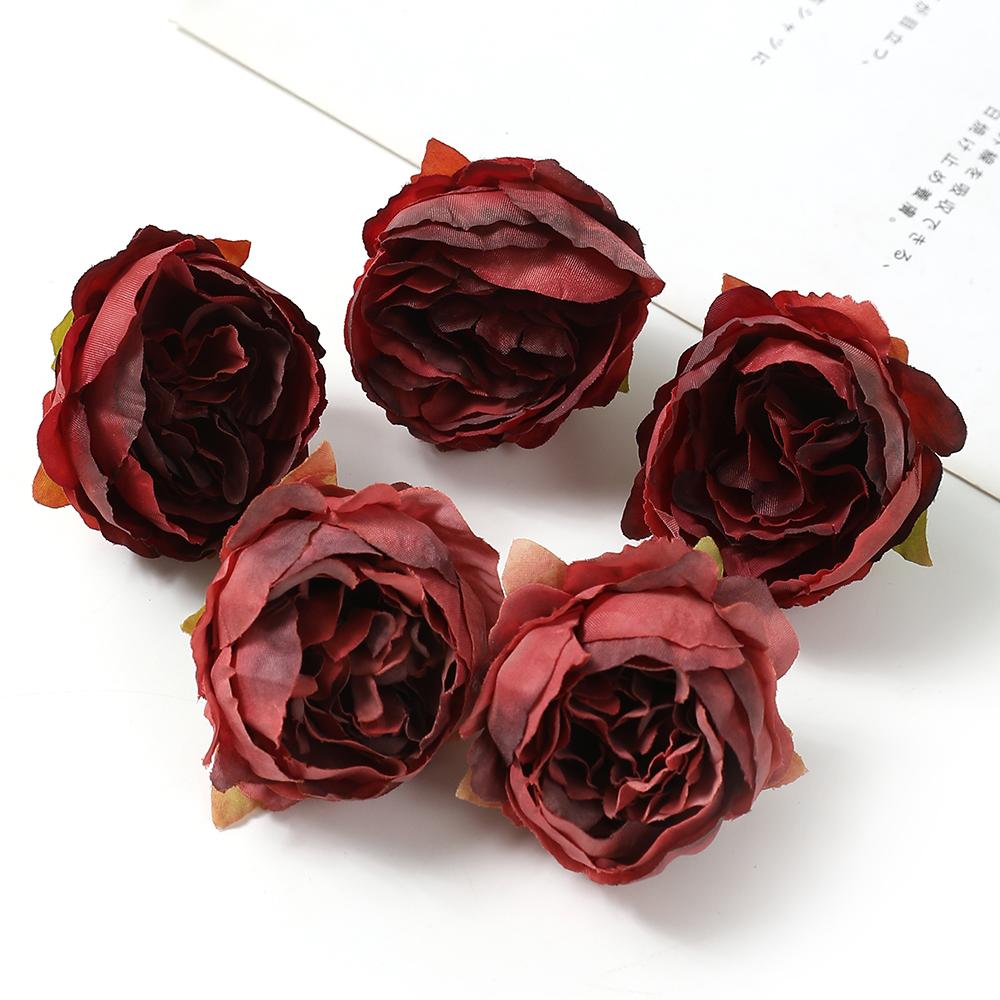 5/10Pcs Peony Artificial Flowers 4.5cm Silk Fake Flower for Home Room Decor Garden Wedding Decoration Bride DIY Wreath Accessory