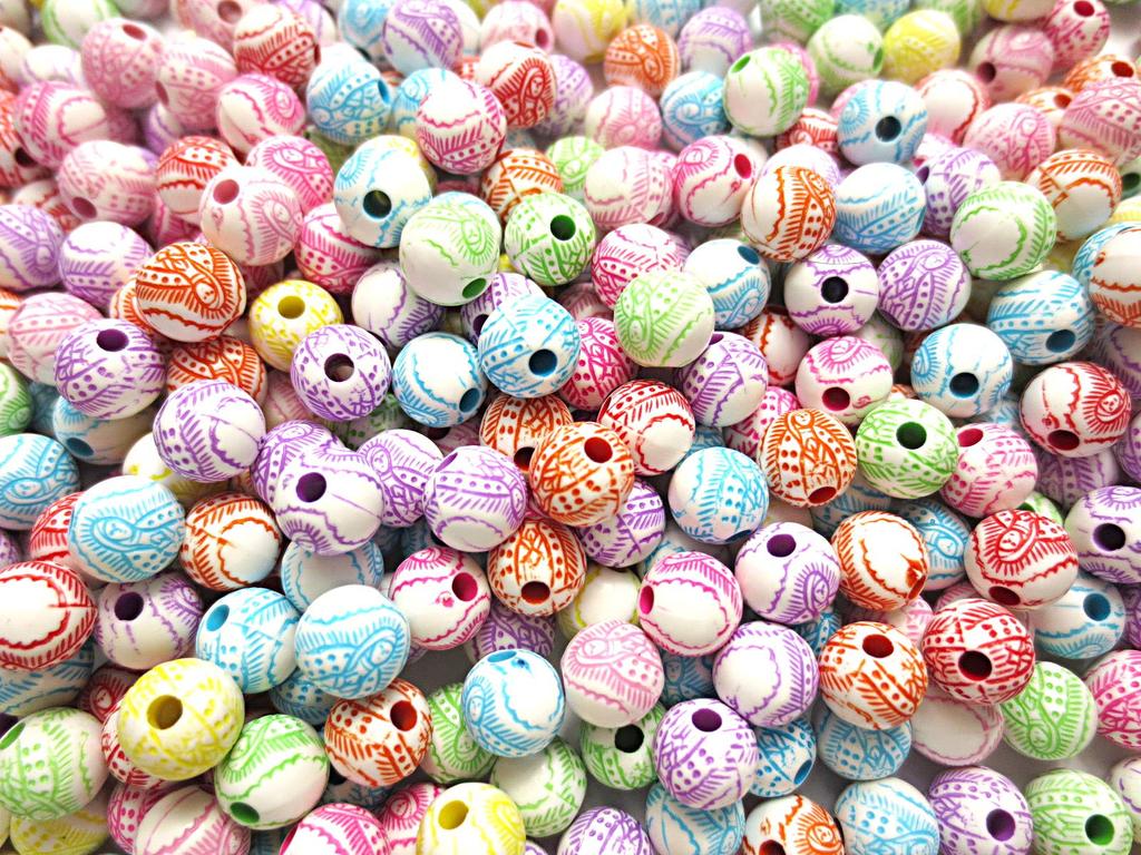 500 Pieces Virgin Mary Pattern Acrylic Ball Beads 8mm Mixed Assortment Huey Handicraft Materials H1414S46