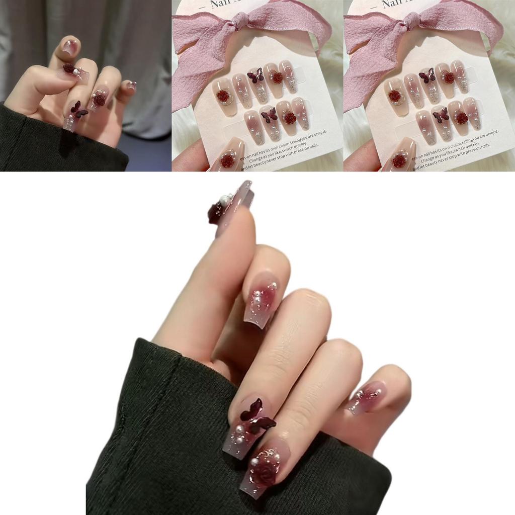 Handgefertigte Gel-Nagelfolien in Pflaumenmarmeladenfarbe Wiederverwendbare Maniküre-Aufkleber