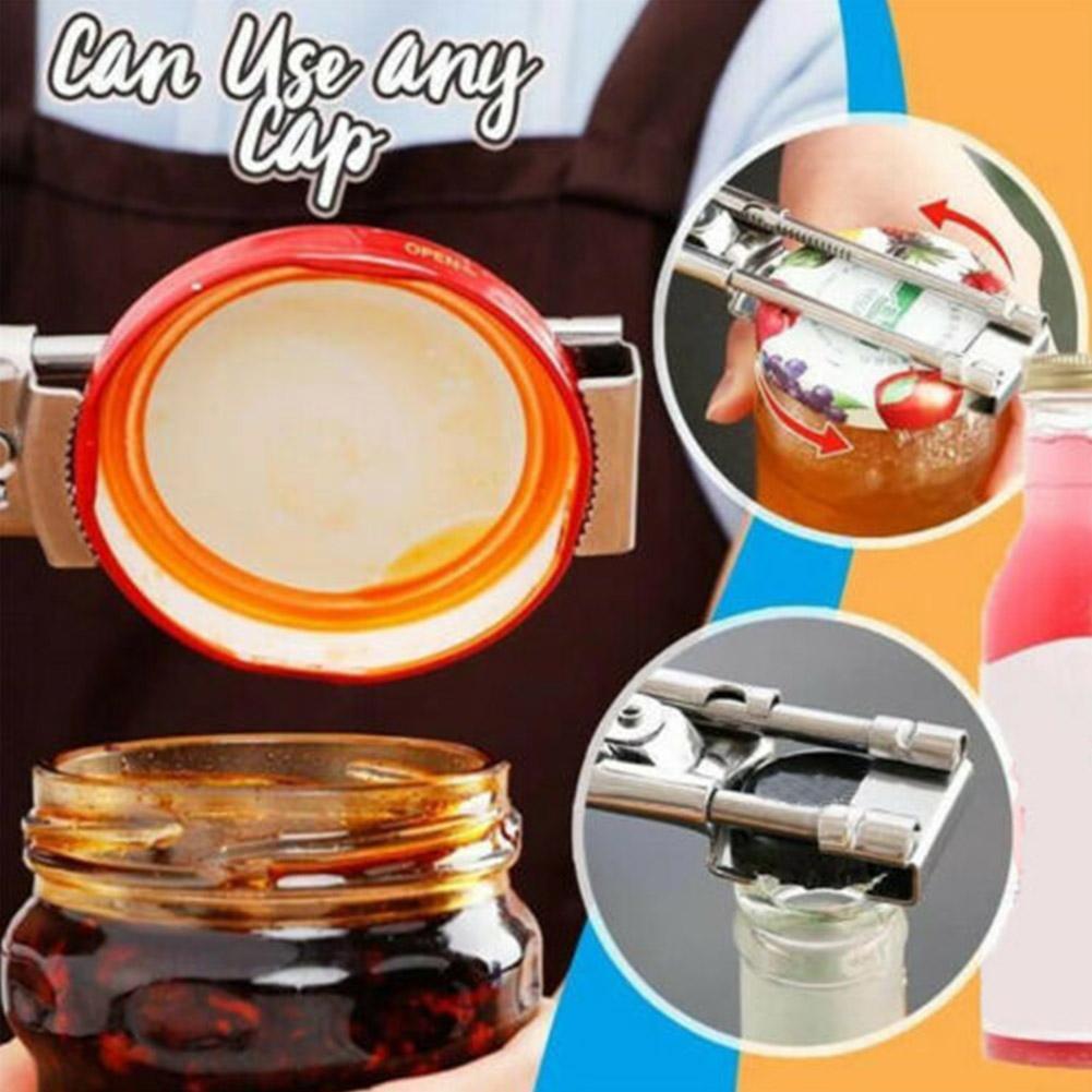 Adjustable Multi-Function Bottle Opener For Kitchen Tools Stainless Steel Lids Off Jar Opener Labor-Saving Screw Can Opener