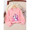 European Sizes Girls' Crewneck Sweatshirt - Cute Unicorn Birthday Cake Number Three, Soft Comfy Sportswear for Children & Teens