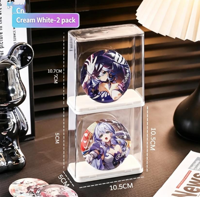 Creative Acrylic Badge Display Rack Stackable Dust Proof Badge Organizer Transparent Desktop Storage Box Badge Collection