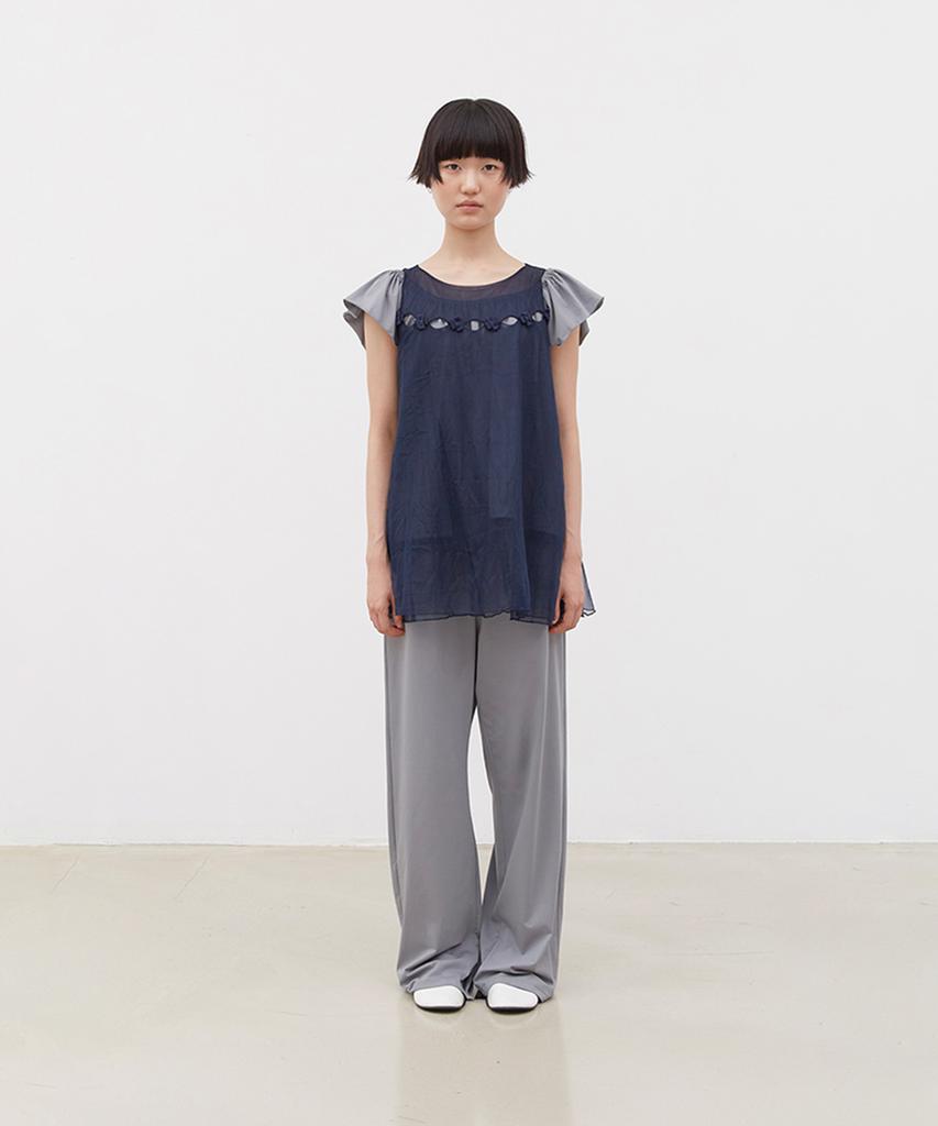 Koseumoseu Sheer Hole Garden Dress (Navy)