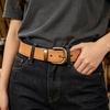 Women's Retro Leather Jeans Belt - Top Layer Cowhide, Pin Buckle, Vegetable Tanned, Casual Hong Kong Style
