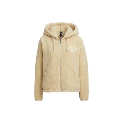 Einfarbige Faux-Sherpa-Zip-Hoodie-Jacke Damen Oberbekleidung Prärie-Braun IK3477
