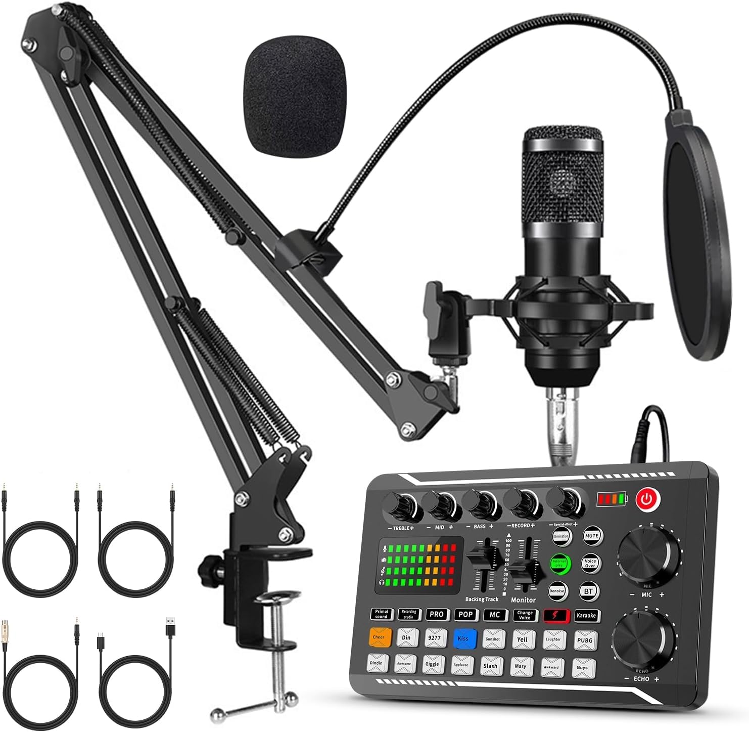 

BONKYO F998 Voice Changer Karaoke Set for Home DJs and Includes Sound Card for Male and Female Microphone and Audio Streaming Equipment for