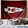 Custom Name Kansas Chiefs Logo Printed Tapestry, for Bedroom,Livingroom, Dormitory, Large Wall Decor, Fabric Decor Fan Birthday Gifts