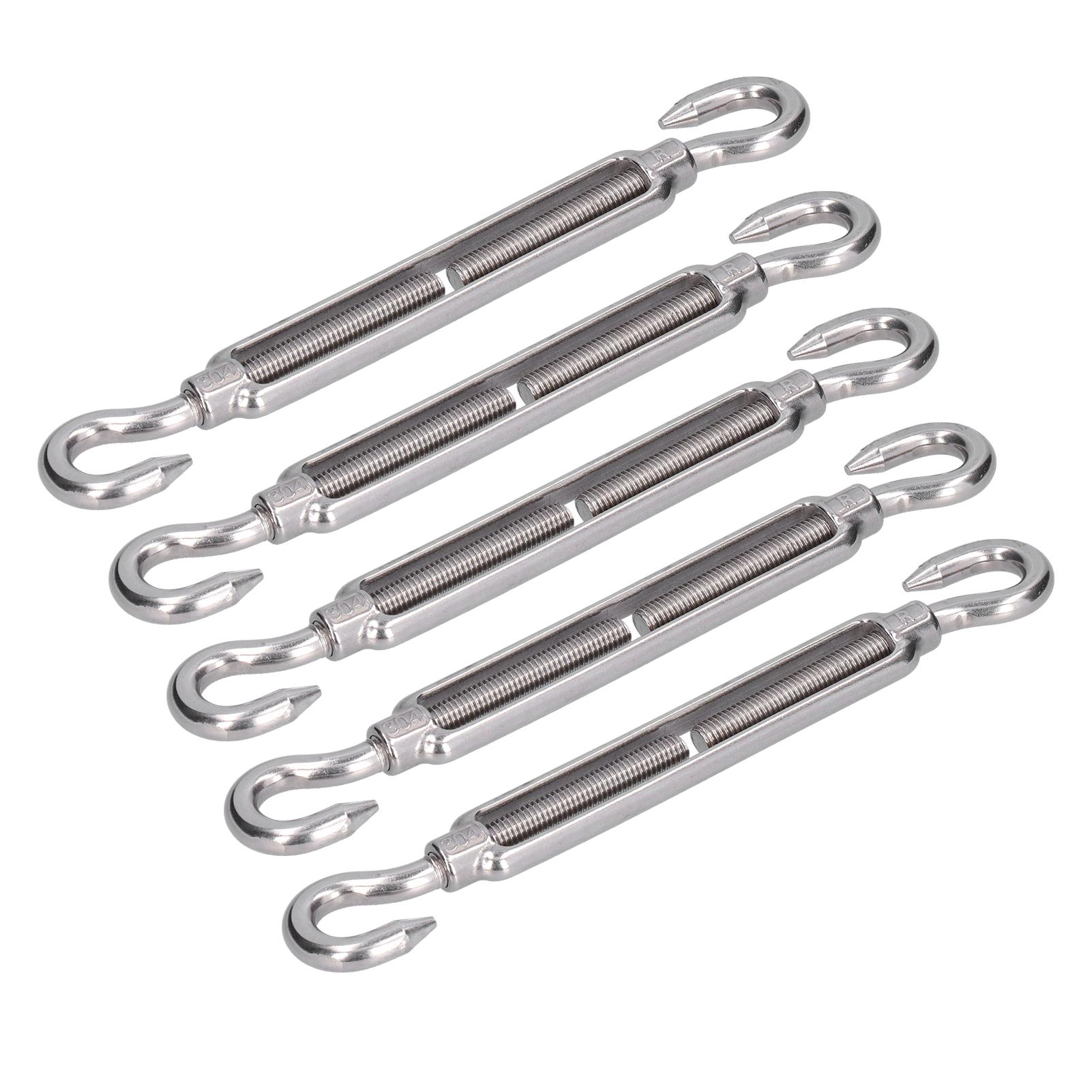 5Pcs Turnbuckle Hook and Hook Wire Rope Tension 304 Stainless Steel Shade Sail HardwareM6 304 stainless steel