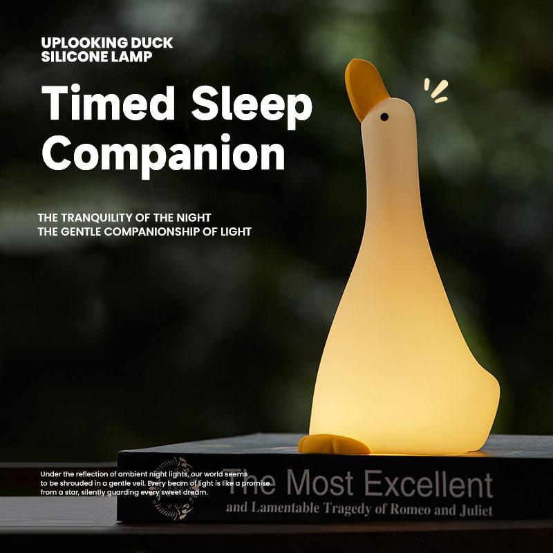 Nach oben schauende Ente Silikonlampe LED-Licht Quetschbar Neuheit Tierlampe 3 Helligkeitsstufen für Kinder Niedliches Tier Lustig Cartoon Geschenk