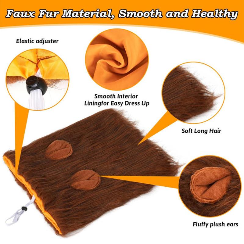 1Pc Cute Pet Dog Cosplay Clothes Lion Mane for Dog Costumes Realistic Lion Wig for Medium To Large Dogs with Ear Pet Accessories