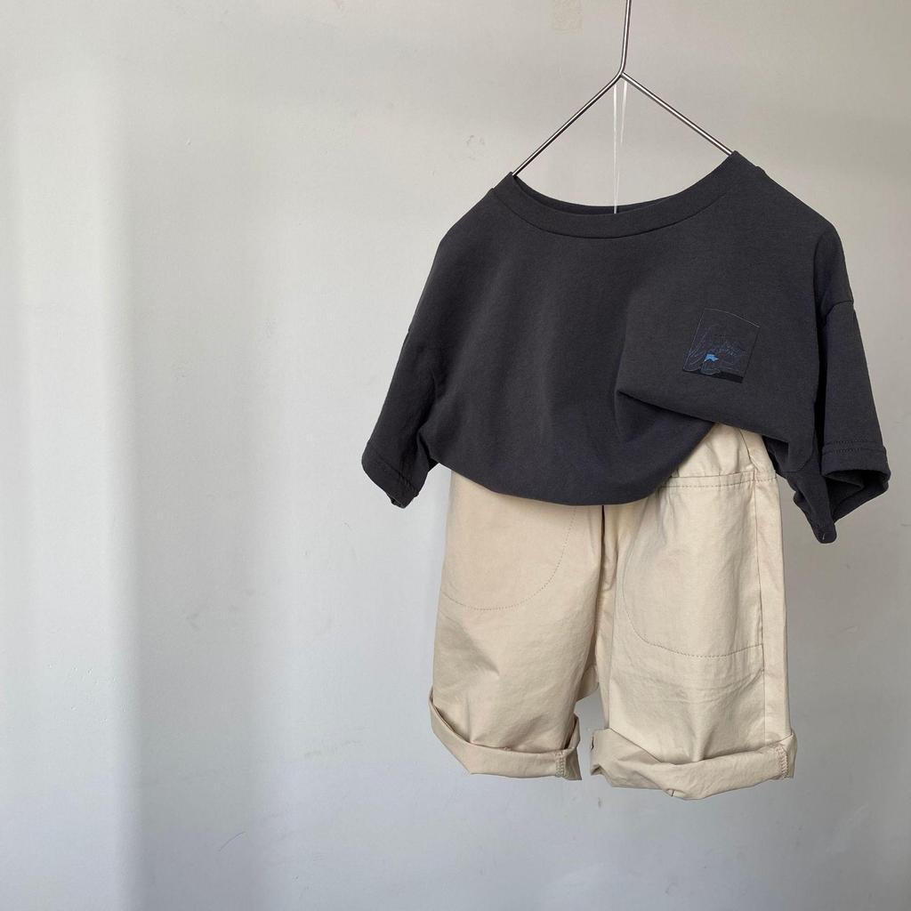 GL-kids Korean Style Cartoon Print T-shirt - Short Sleeve, Skin-friendly, Washable, Unisex Casual Top for Kids