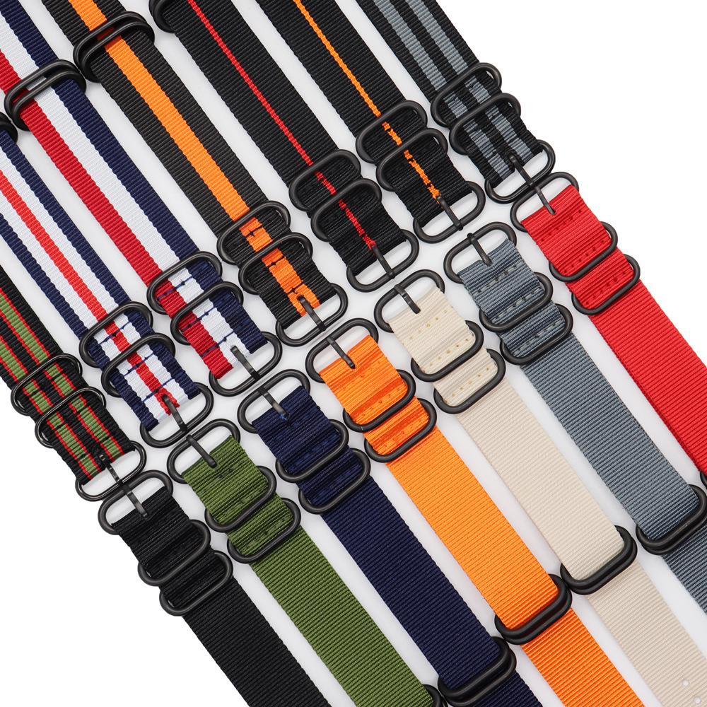 Zulu NATO Nylon Watch Strap with Black Five-Ring Buckle, 18/20/22/24mm Options Available
