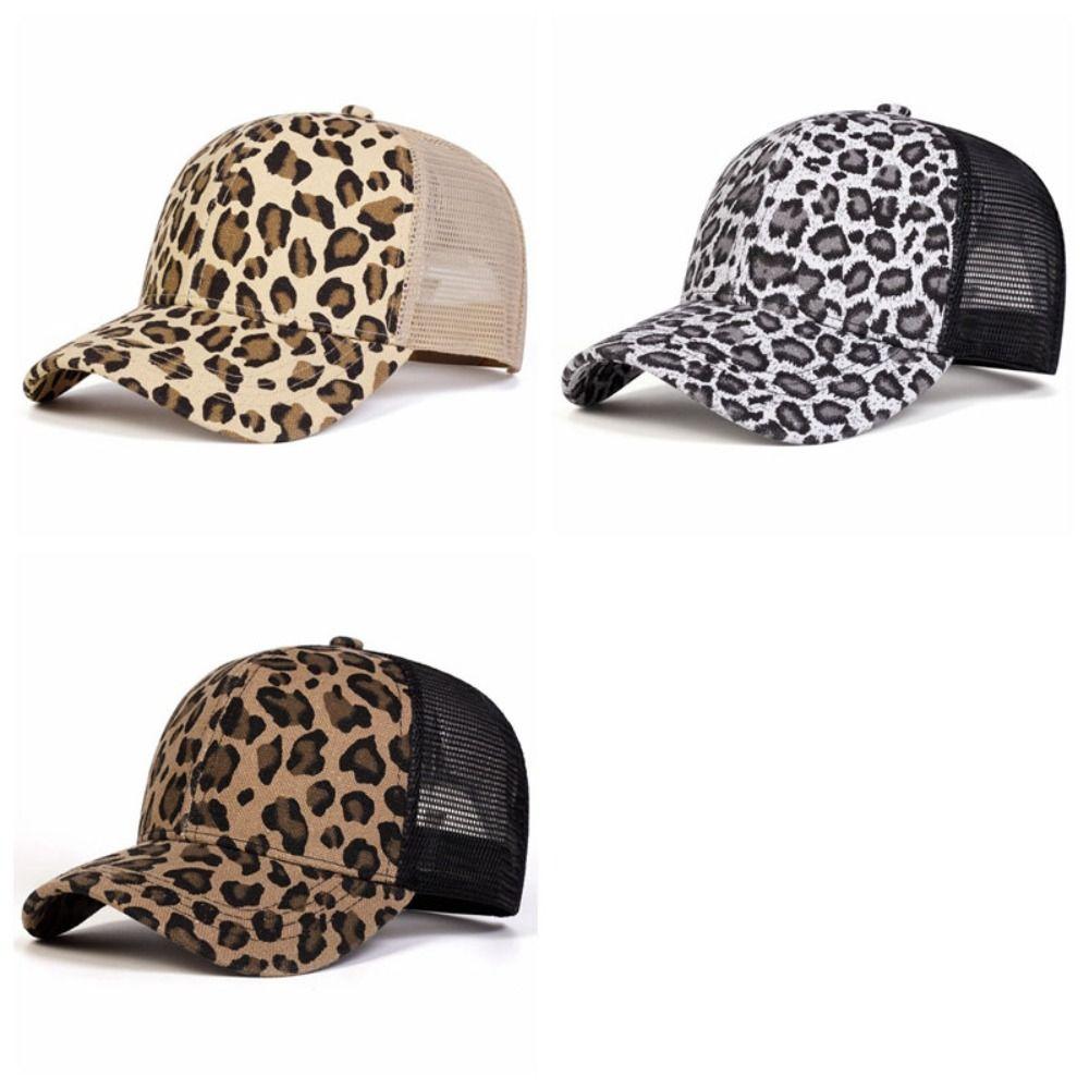 Adjustable Visor Hat Breathable Mesh Peaked Hat Fashion Leopard Print Baseball Cap Sports