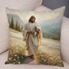 Catoon Jesus Christ Cushion Cover for Sofa Home Double Print Decor Colorful Christ Savior Pillow Case Soft Plush Pillowcase