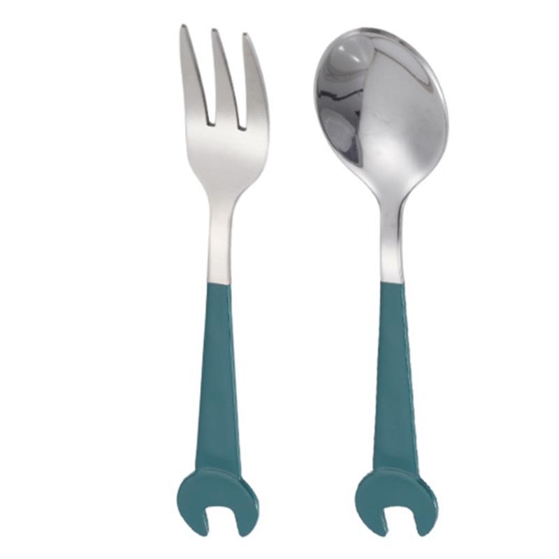 

Durability 304 Steel Spanner Multifunctional Spoon Fork Wrench Tool for Camping Travel with Heavy Duty Construction серебряный/зелёный