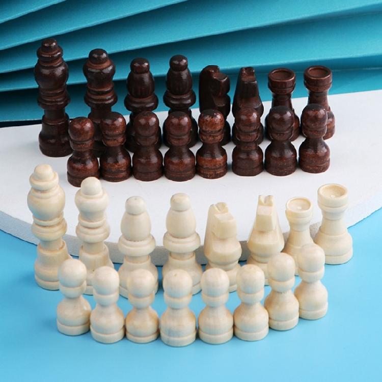 32 Pcs Wooden Chess Pieces Tournament Wood Chessmen International Chess Figures