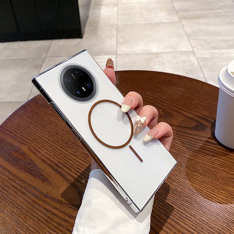 

It Is Suitable for The Transparent Phone Case of Huawei MATE70PRO and The Fine-ring Magnetic High-transparency Trendy Anti-drop PC Case of Mate60 Samsung S24FE