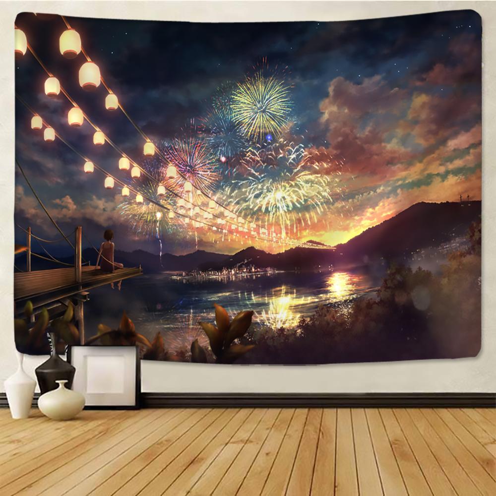 Mushroom Forest Mountain Range Tapestry Psychedelic Sea Jellyfish Art Wall Hanging Tapestries for Living Room Home Dorm Decor