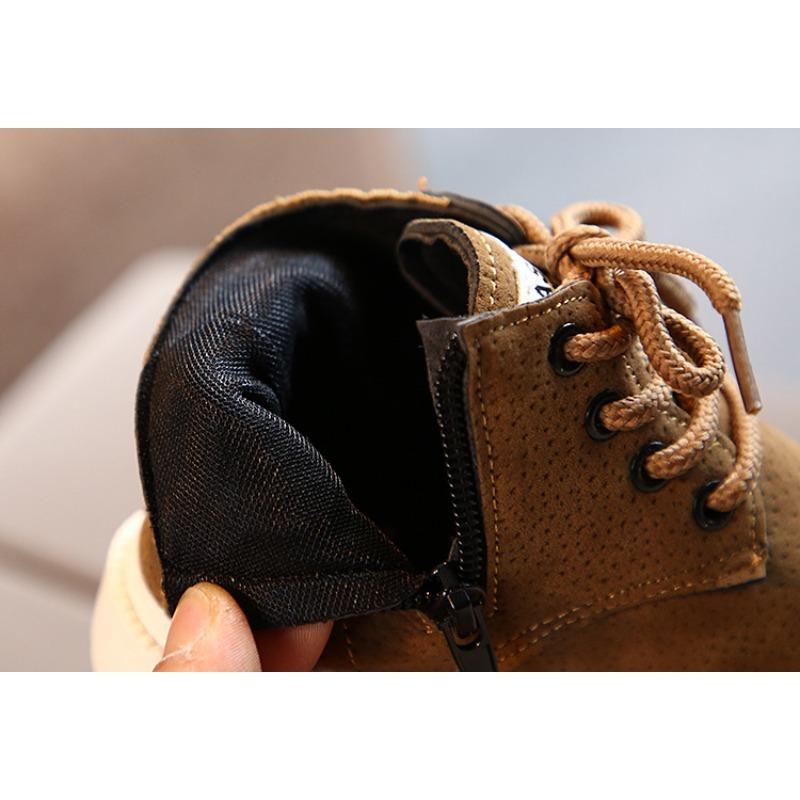 Children's Winter Cotton Shoes Boys Warm-Lined Martin Boots Girls Retro Ankle Boots Soft Sole Snow Boots