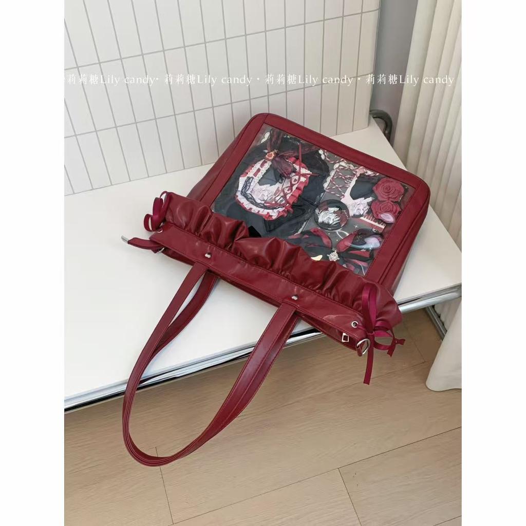 Ruffles High Capacity Bags for Woman Original Sac Femme Crossbady Shoulder Bag Sweet Bolsos mujer Transparent Bolsas Bolsa
