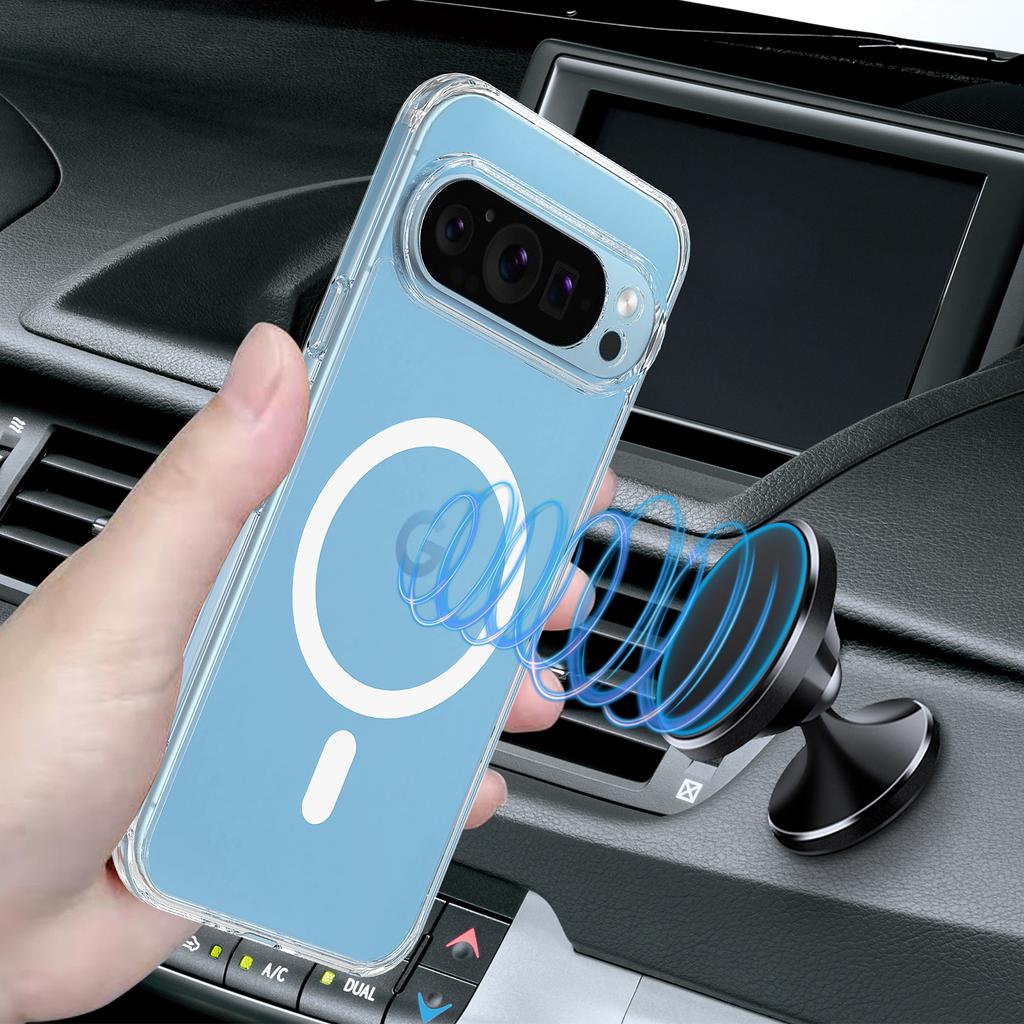 For Google Pixel 9 Pro XL Clear Case Compatible with MagSafe TPU+Acrylic Phone Cover