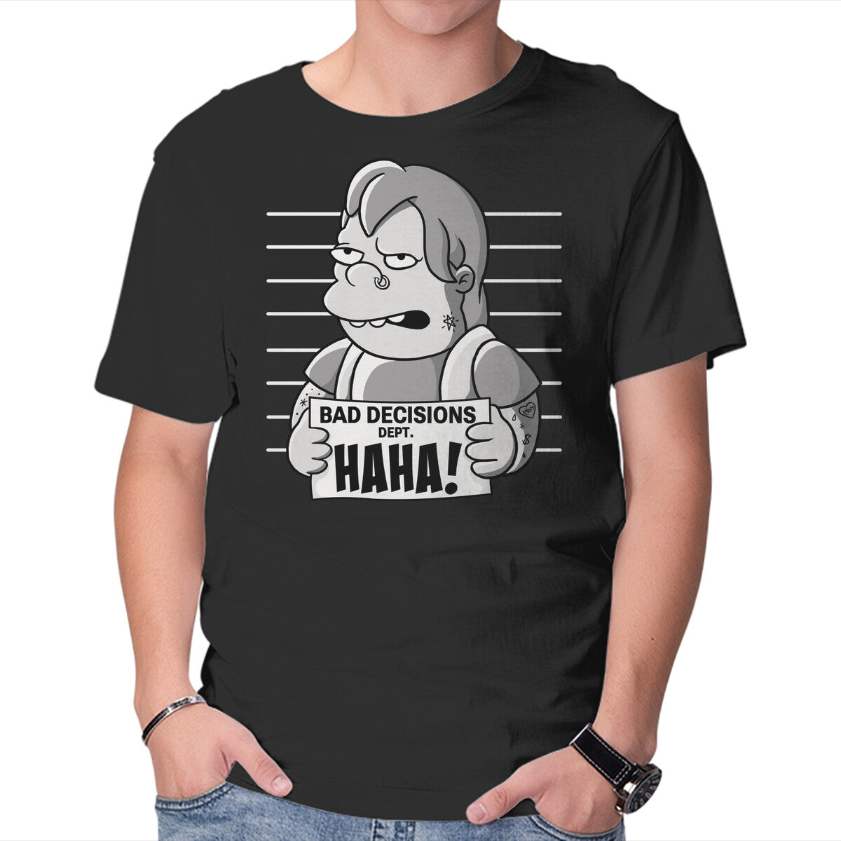 Unisex Crew Neck T-Shirt Bad Decisions Dept Graphic Short Sleeve Casual Tee XXL