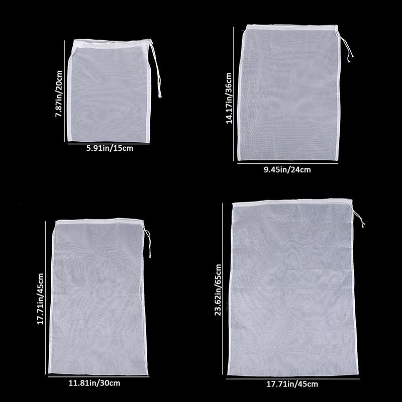 Soy Milk Filter Bags 100 Mesh Fine Filter Bag Reusable Juice Coffee Soy Milk Drawstring Filter Bags Home Kitchen Food Strainers