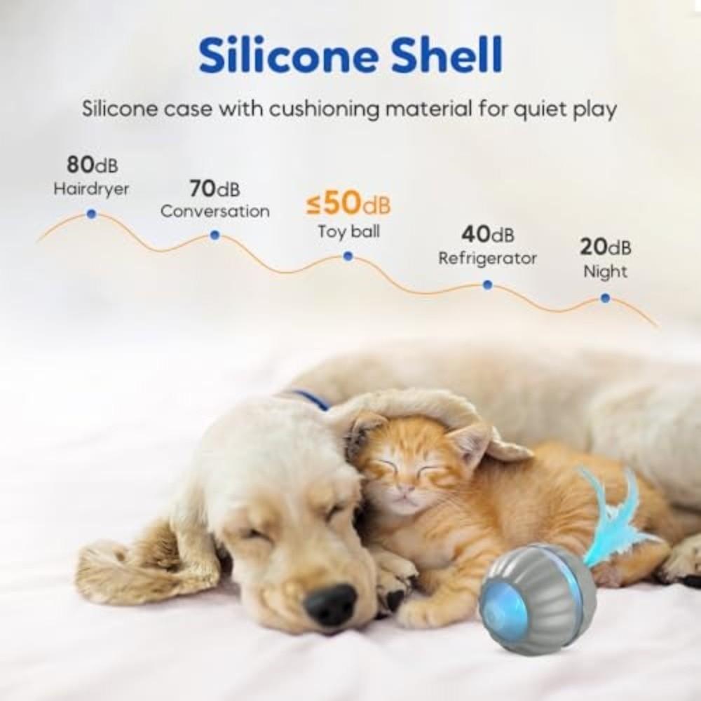 Automatic Smart Cat Toys Fast Rolling Rechargeable Dog Cat Training Ball Indoor Playing with 2 Tails Kitten Teaser Game Toy