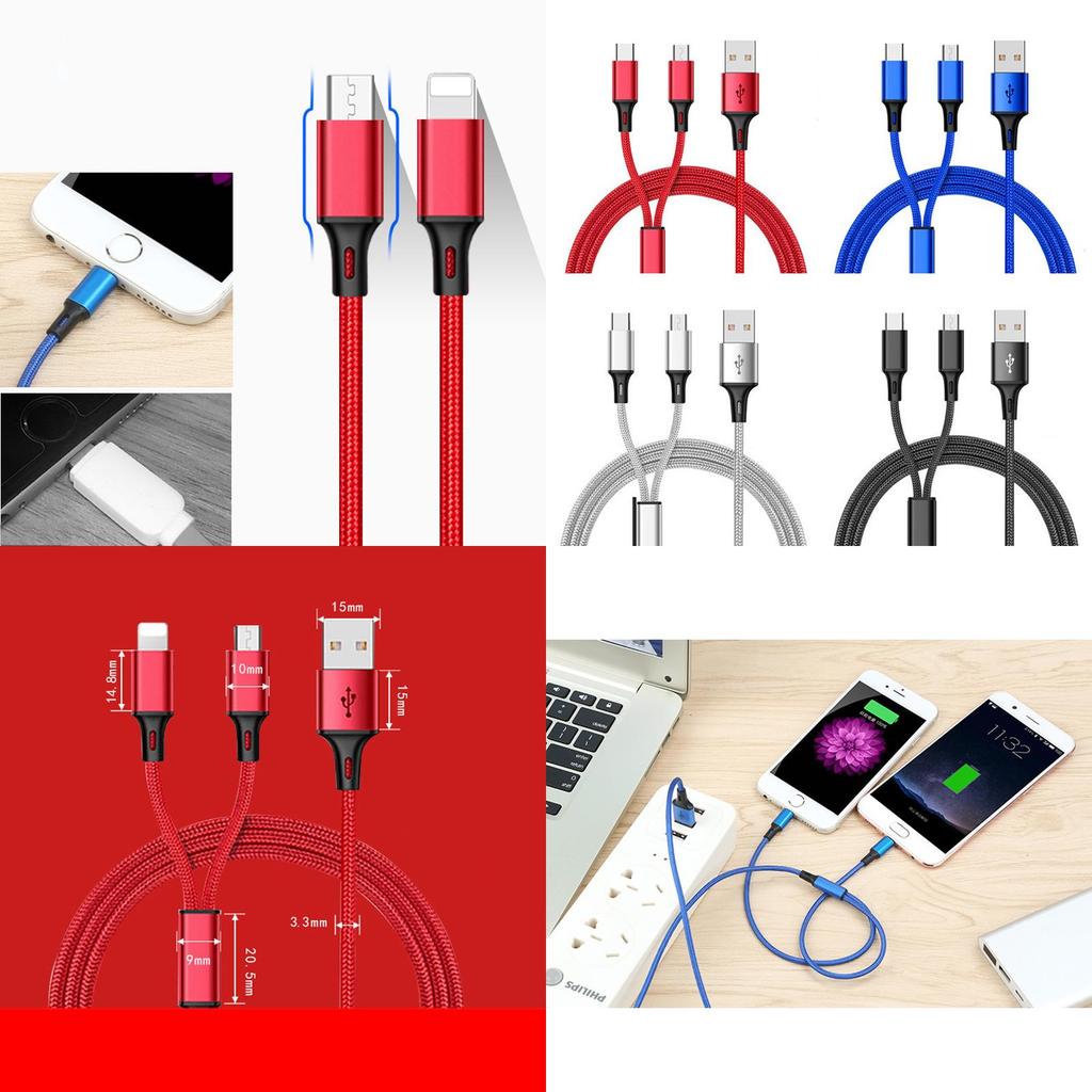 Durable Handset Data Line Double Metal Woven Nylon Data Cable For Apple And Android Devices