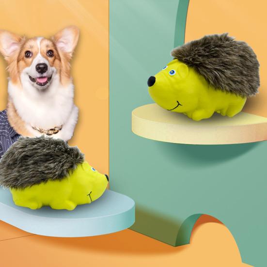 Haustierspielzeug Zahnpflege Eingebautes Schallloch Hundespielzeug Plüsch und Latex Dual-Touch Igelform Spielzeug für Interaktives