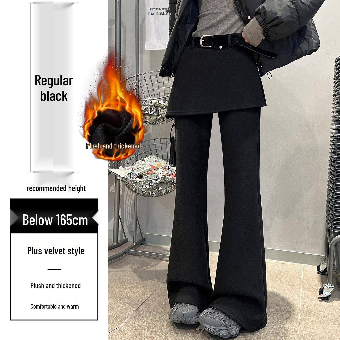 Women s Winter High-Waisted Slim Micro-Flare Pants with Velvet-Lined Butt Cover, Floor-Length Design, 2025 Collection. 2XL