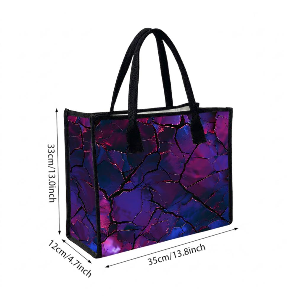 Stylish Purple Cracked Pattern Large Capacity Tote Bag for Daily Commute Shopping