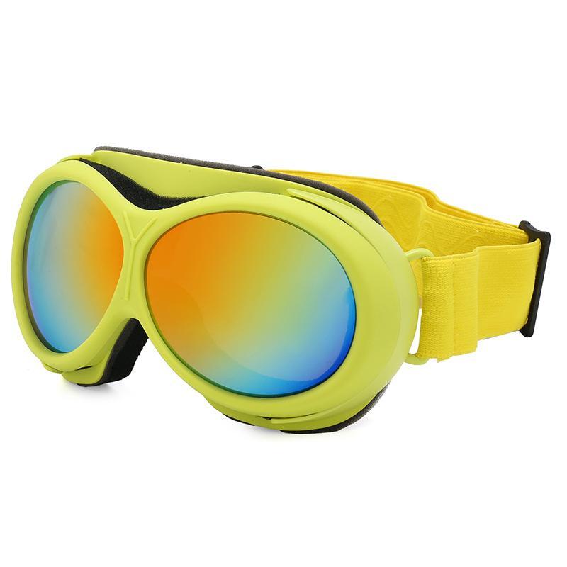 Ski Goggles Adult Double Layer Anti-Fog Colorful Round Frame Adjustable Strap Goggles for Skiing Snowboarding Sports