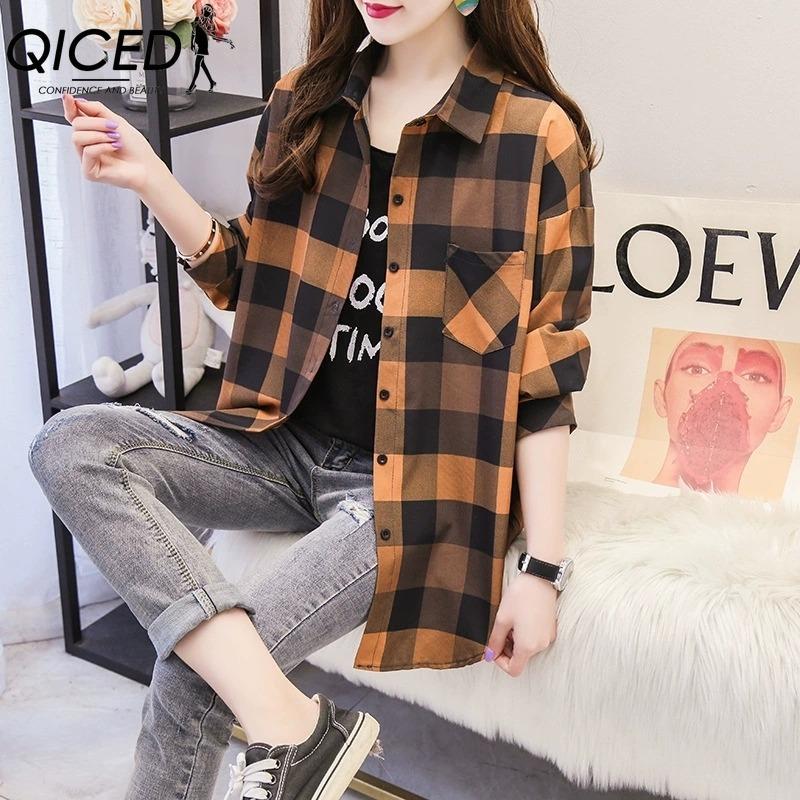 QICED Mote dame avslappet langermet POLO-hals bluser og skjorter