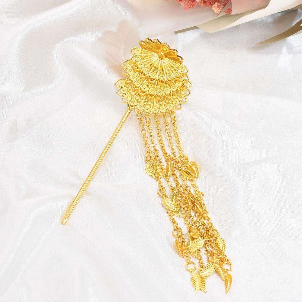 Headdress Ethnic Hair Sticks Chinese Hairpins Women Hair Fork Peacock Hair Sticks Long Chain