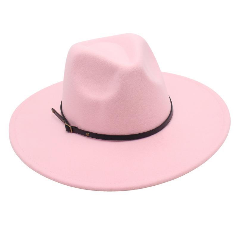 Belt Buckle Top Hat Jazz Hat Men'S And Women'S Felt Hat Woolen Hat Wool Versatile Street Shot