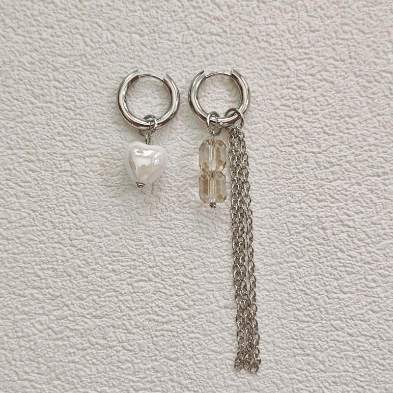 Fashion Heart Star Pendant Asymmetrical Earrings For Women Simple Geometric Circular Ear Buckle Jewelry Accessories Gift