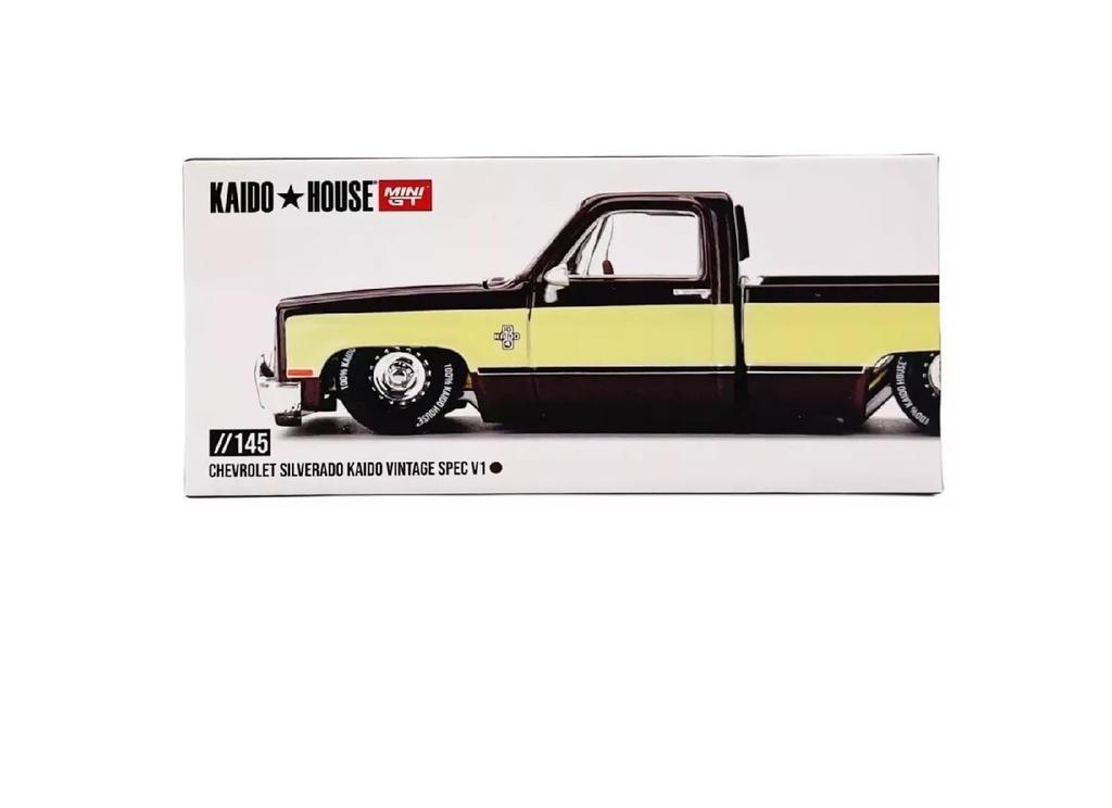 TSMMODEL Diecast Model Car Silverado Kaido Vintage Spec Two Brown Cream Diecast Toy Pickup Truck Made by Kaido House V1, Tone & 1/64 (7.6 cm) Scale,