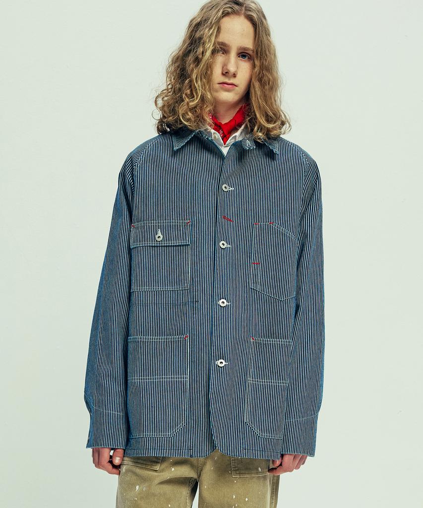 Knd Xau Hickory Chore Jacket Navy Stripe