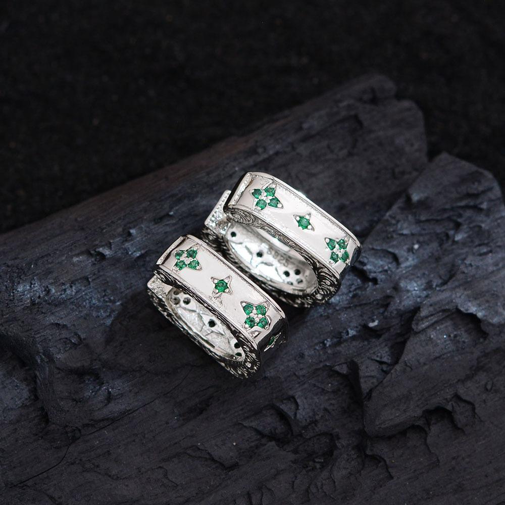 Light Luxury High-End Tang Grass Zircon Star Light Ear Buckle Women S Tide Earrings Niche Design Personality Temperament Fashionable Accessories