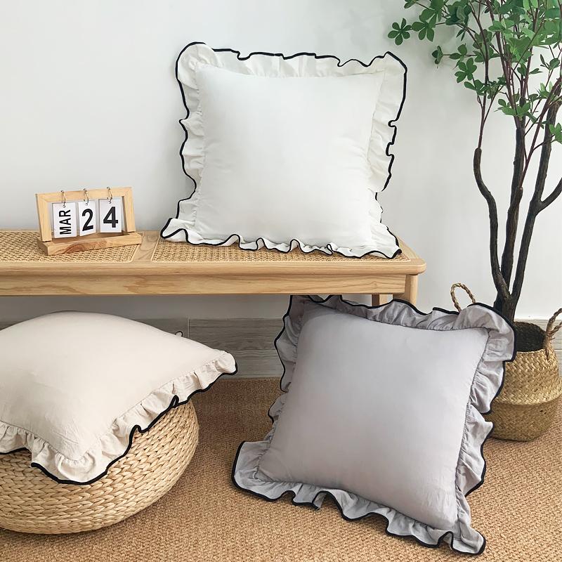 BUYNOW 1PC French ruffled skirt pillowcase without pillow core, living room sofa and bedroom cushion fabric decoration