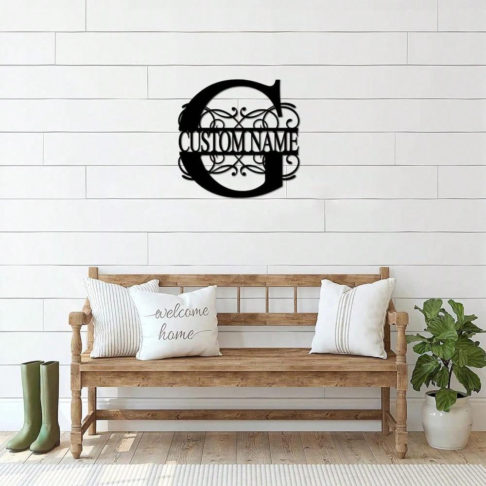 Personalized Metal Wall Art Custom Initials Family Name Light Beam Design Iron Steel Decor Home Porch Garden Gift Birthday