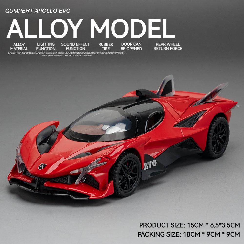 1:32 Projet Apollo Evo Alliage Voiture de Sport Modèle en Métal Moulé sous Pression Son & Lumière Tire-arrière Jouet Ornement Tendance Cadeau pour Garçon
