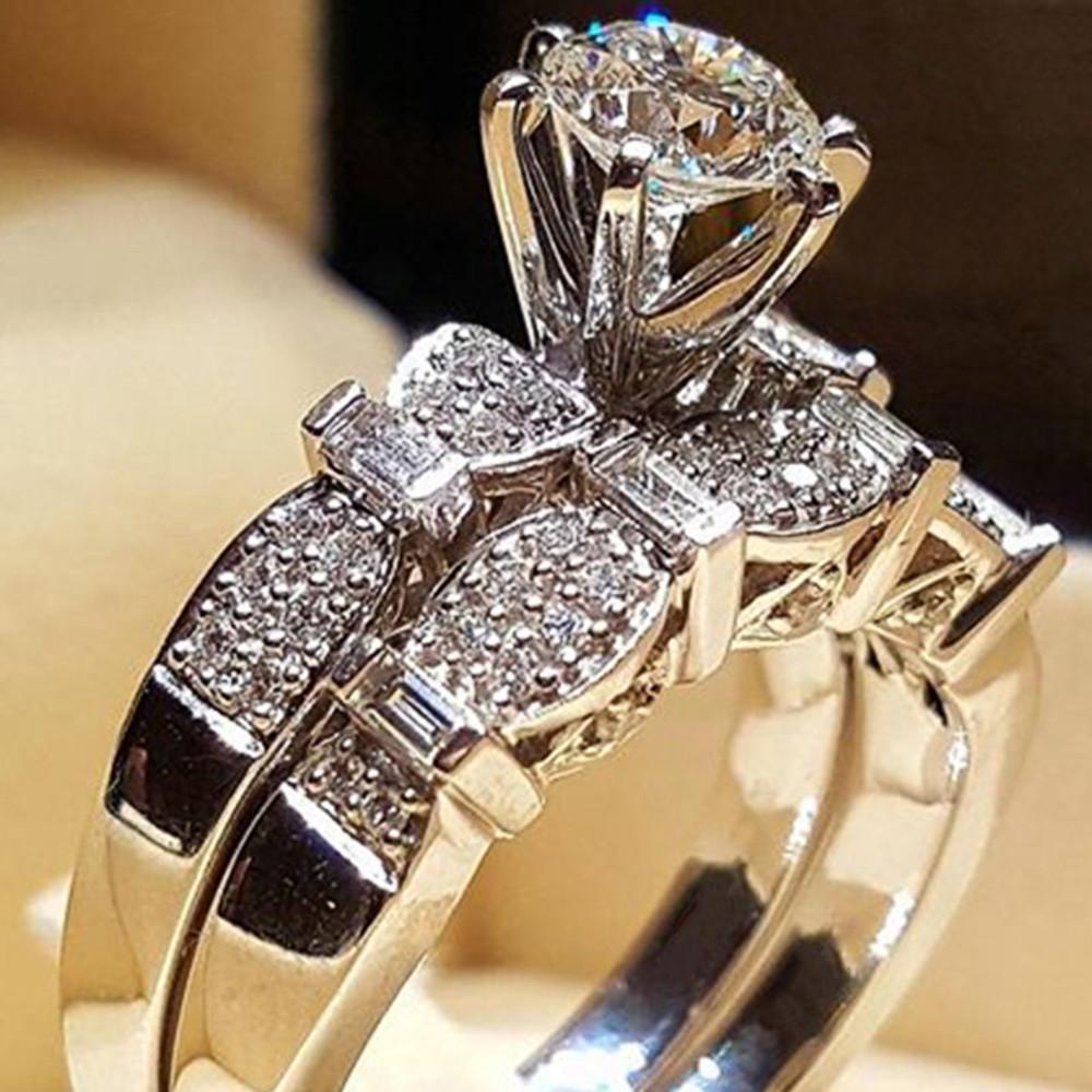 Huitan Fashion Geometric Shaped Bridal Sets Rings for Women Luxury  Color Cubic Zirconia Rings High Quality Lady's Jewelry