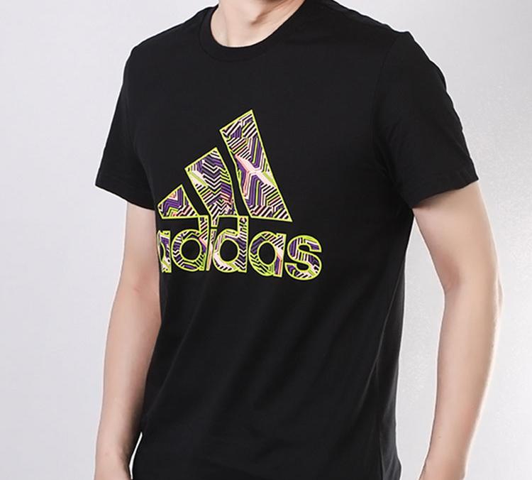 Men's Adidas T Shirts Men's Black Crew Neck Moderate Straight Fit