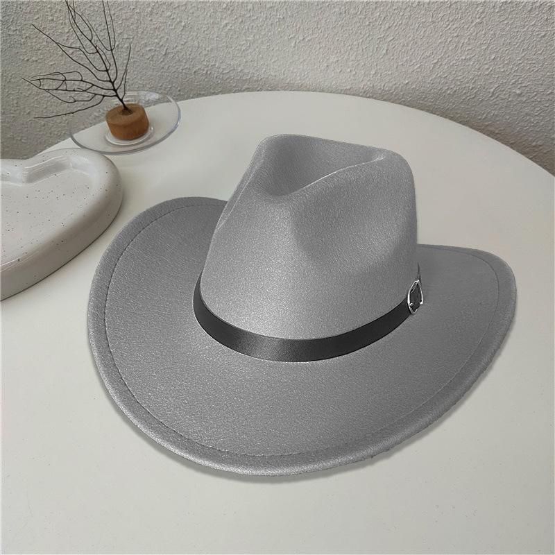 Jazz hat men's and women's outdoor riding cowboy hat high-end fashion versatile top hat European and American warped felt hat