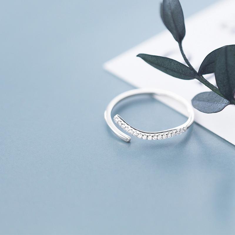 925 Sterling Silver Simple Adjustable Finger Rings Stackable Zirconia Open Size Ring For Women Party Fine Jewelry Gifts