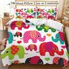 Colorful Elephant Bedding Set Soft Polyester Duvet Cover Set Quilt Cover With Pillowcase Bedroom Decor Birthday Gift Christmas