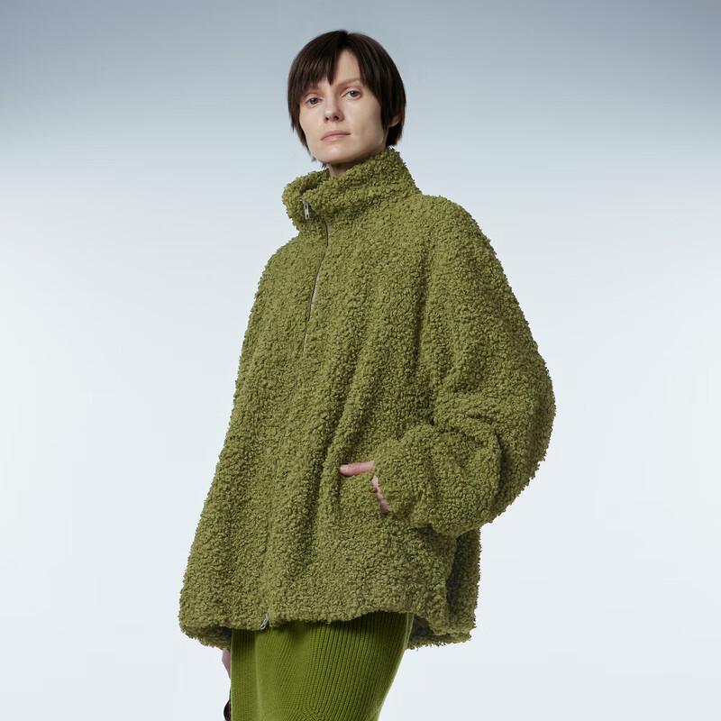 JNBY 2023 Winter Faux Fur Stand Collar Long Sleeve Top