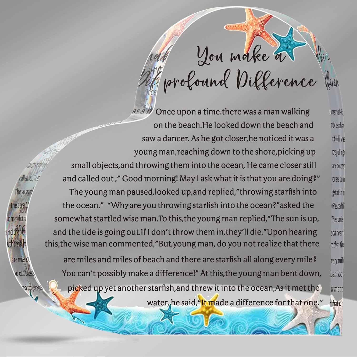 Bucherry Housekeeping Week Starfish Story Keepsake Acrylic Heart Appreciation Gifts for Volunteer Staff Employees Retirement Women Men Friends Table